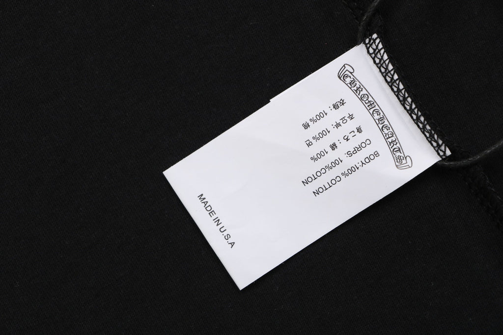 Chrome Hearts Style Red Embroidered Horseshoe Pocket T-Shirt - Black Cotton Streetwear Tee