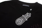 Chrome Hearts Crystal Horseshoe Logo Black Oversized T-Shirt | Rhinestone Streetwear Tee