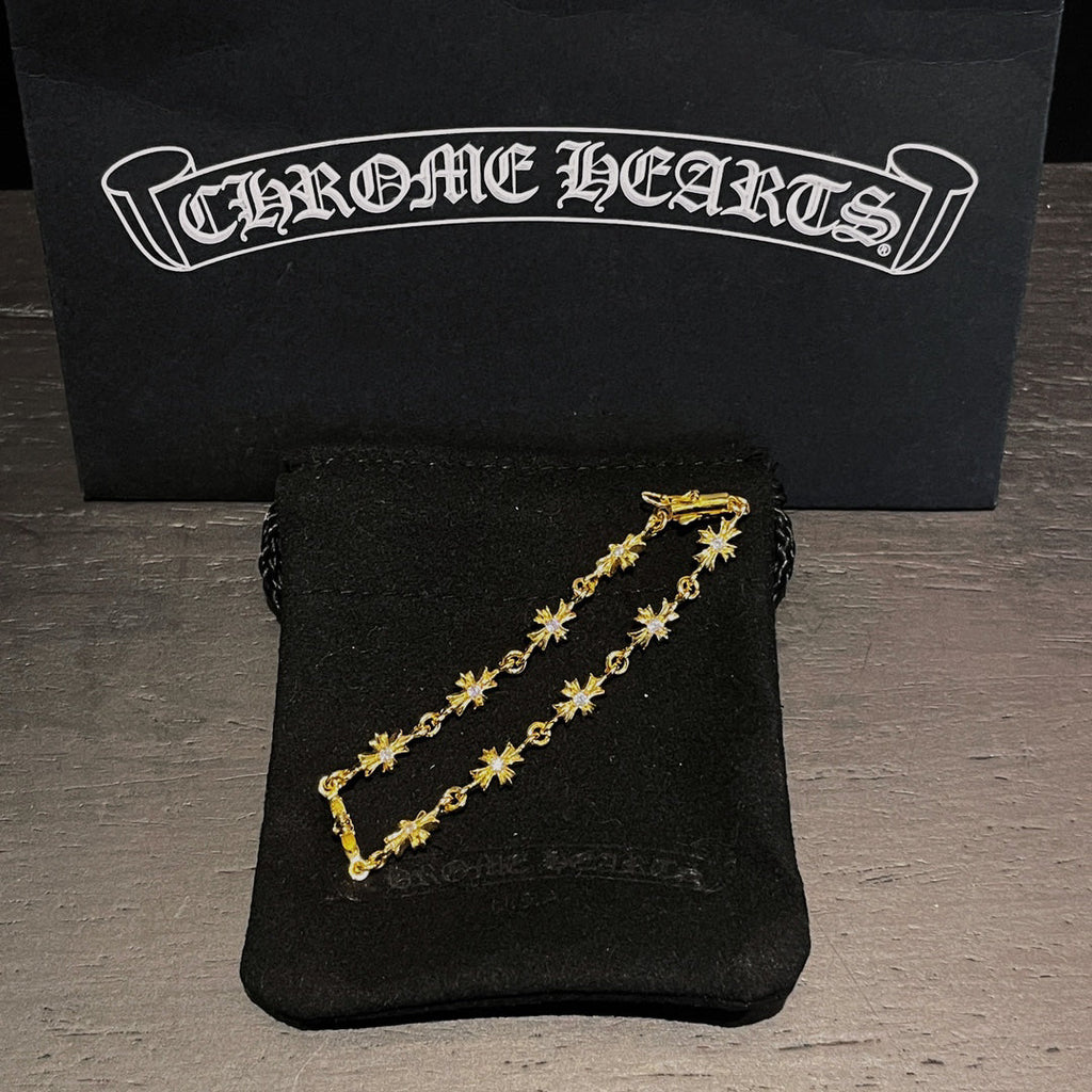Chrome Hearts 22K Gold and Diamond-Set Cross Bracelet