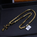 Chrome Hearts 22K Gold & Black Diamond Cross Necklace
