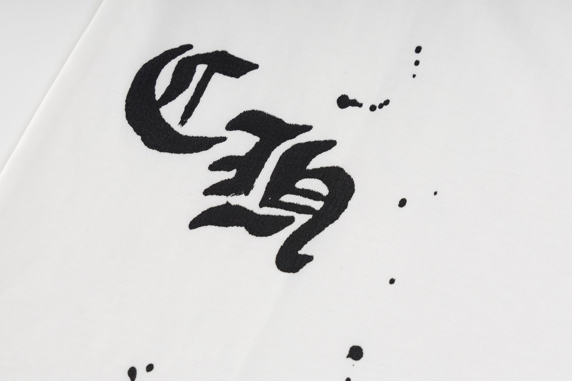 Chrome Hearts White T-Shirt with Blue Drip Horseshoe Cross Graphic