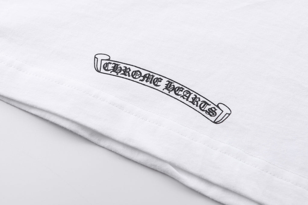 Chrome Hearts White Pocket T-Shirt with Back Scroll Logo - Classic Streetwear Tee