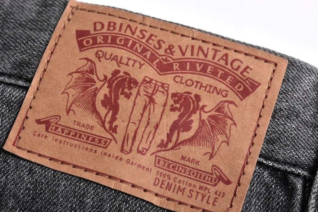 Chrome Hearts Limited Edition Black & Grey Washed Denim Jeans with Flame Leather Appliqués