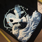 EVISU "Waves and Cranes" Print Athletic Shorts
