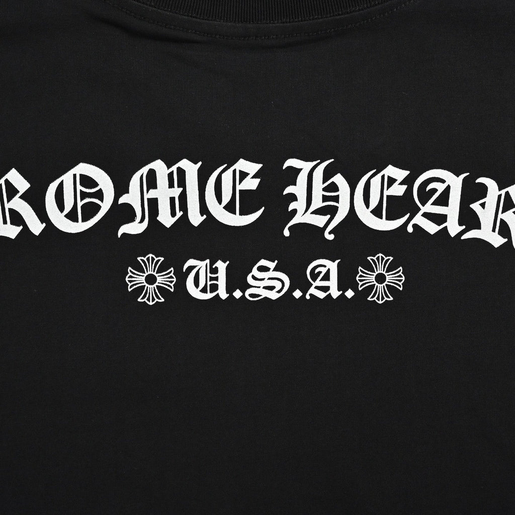 Chrome Hearts 2026 SS Horseshoe Logo Pocket T-Shirt - Black Unisex Cotton Tee with Gothic & Floral Details