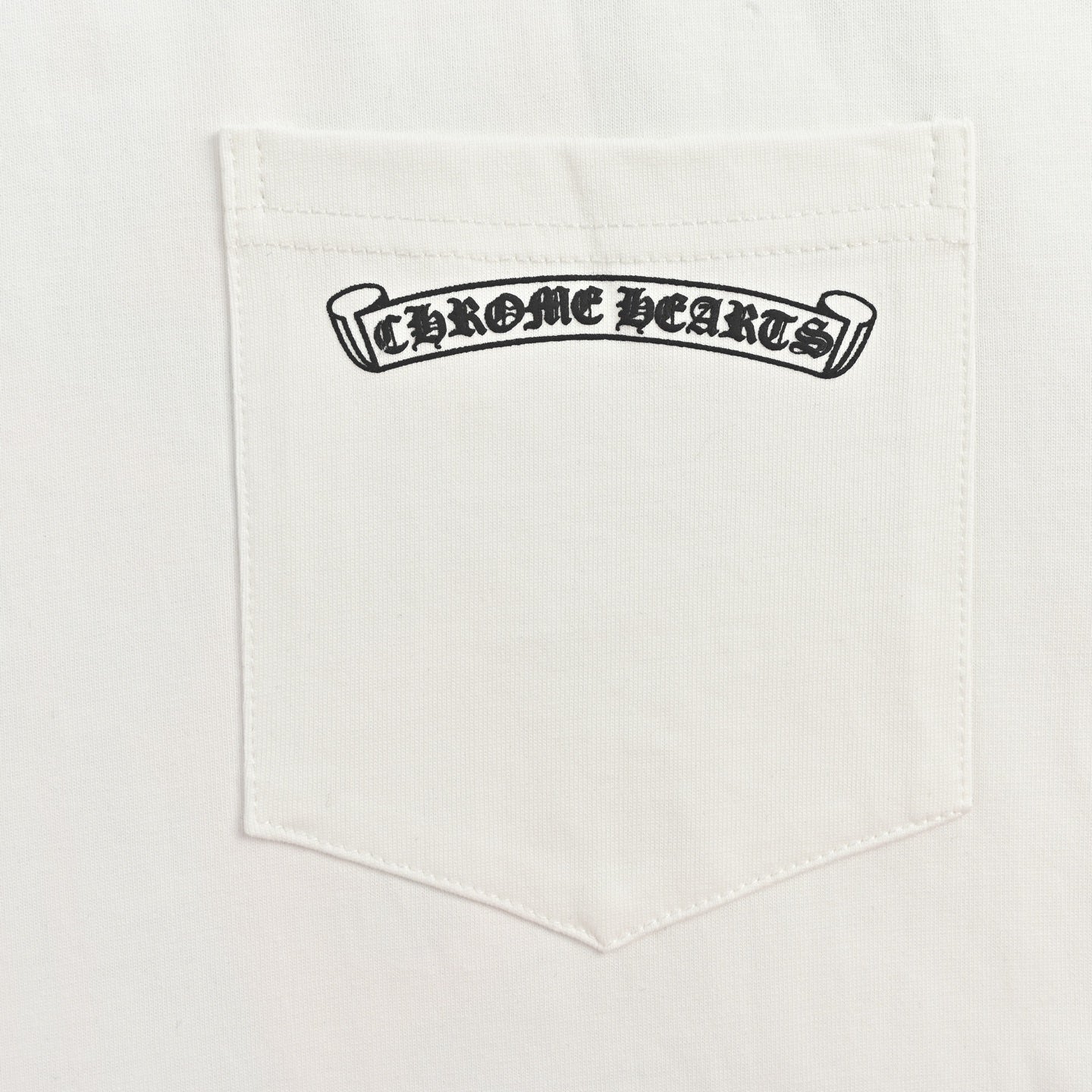 Chrome Hearts 2026 SS Gothic Monogram Pocket T-Shirt - White Unisex Cotton Tee with Dagger & Cross Motif