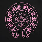 Chrome Hearts 2026 SS Pink Horseshoe & Cross Pocket T-Shirt - Black Unisex Cotton Tee with Gothic Logo