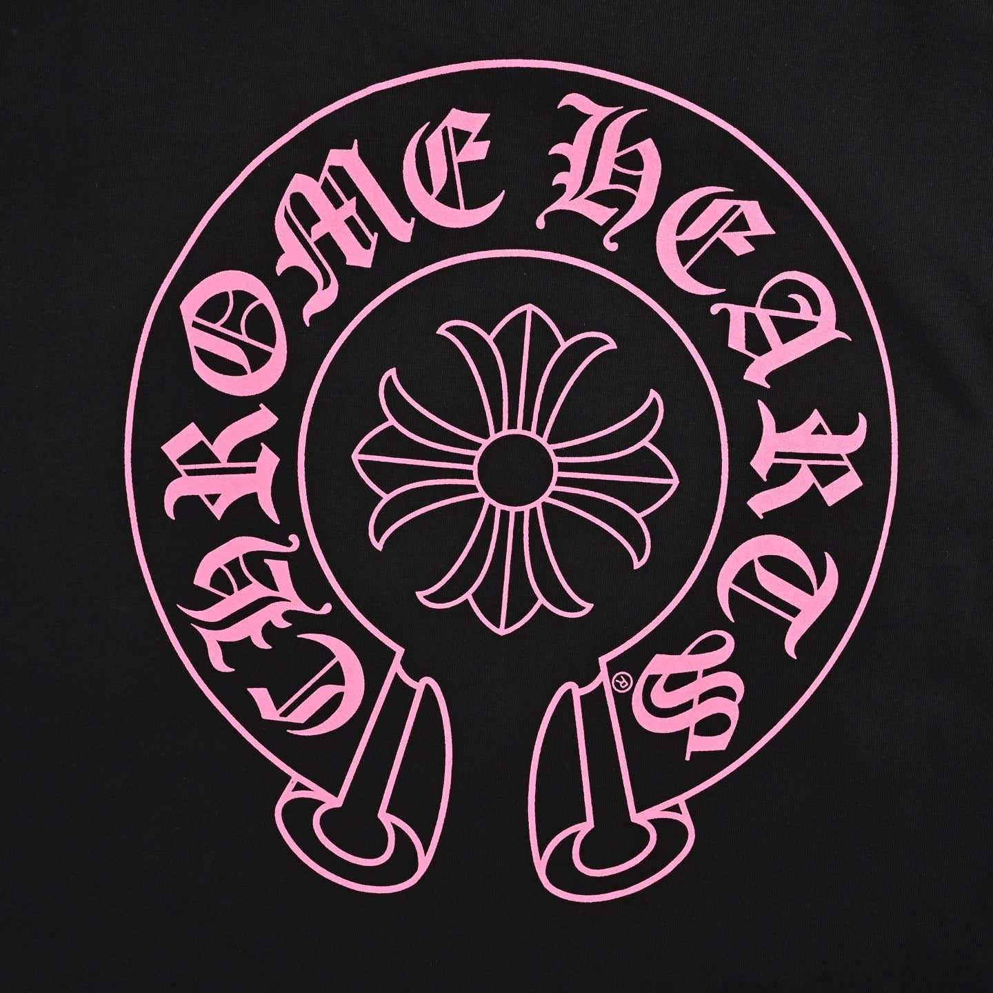 Chrome Hearts 2026 SS Pink Horseshoe & Cross Pocket T-Shirt - Black Unisex Cotton Tee with Gothic Logo