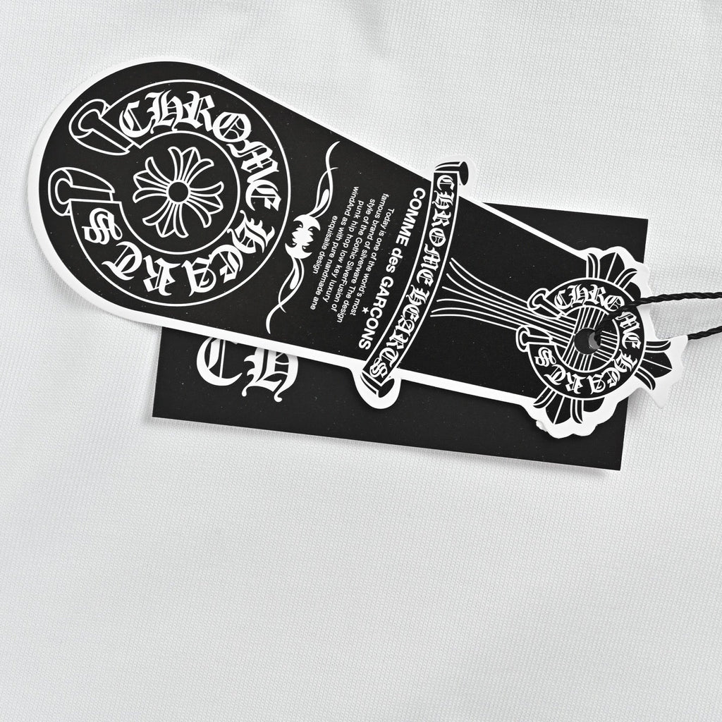 Chrome Hearts Men's White Cotton T-Shirt - Classic Banner Logo Crewneck Tee