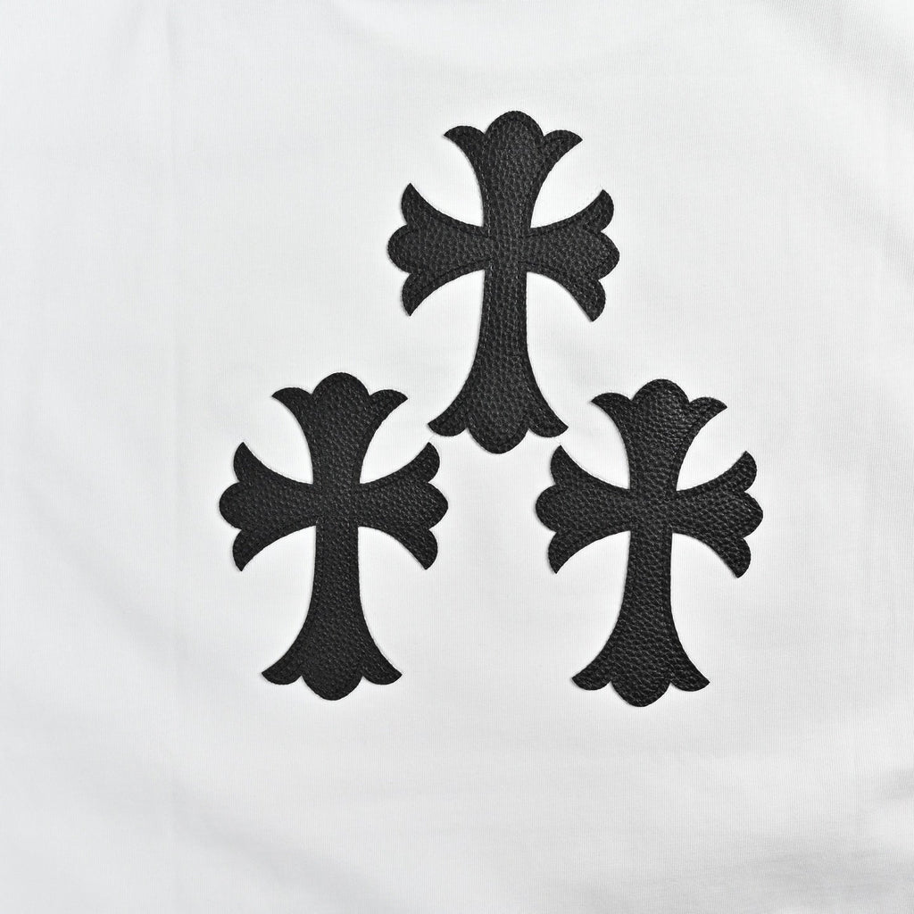 Chrome Hearts Men's White Cotton T-Shirt - Classic Banner Logo Crewneck Tee