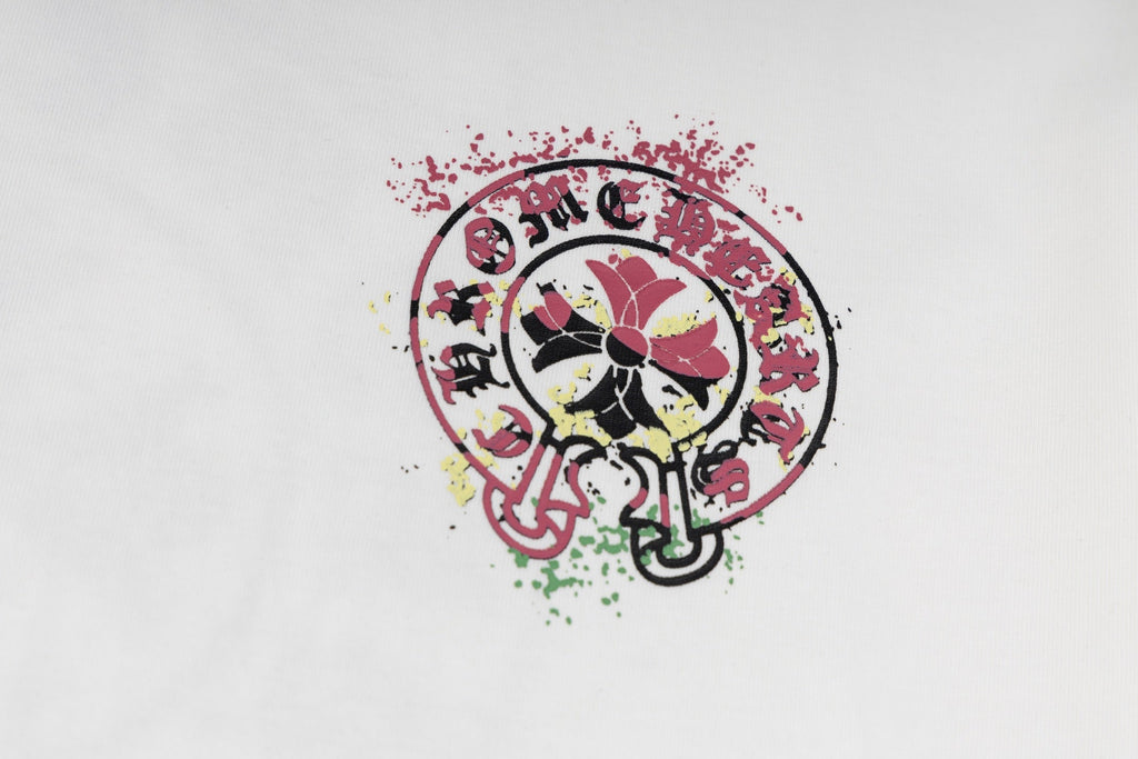 Chrome Hearts 2026 SS Multi-Color Splatter Cross T-Shirt - White Unisex Cotton Tee