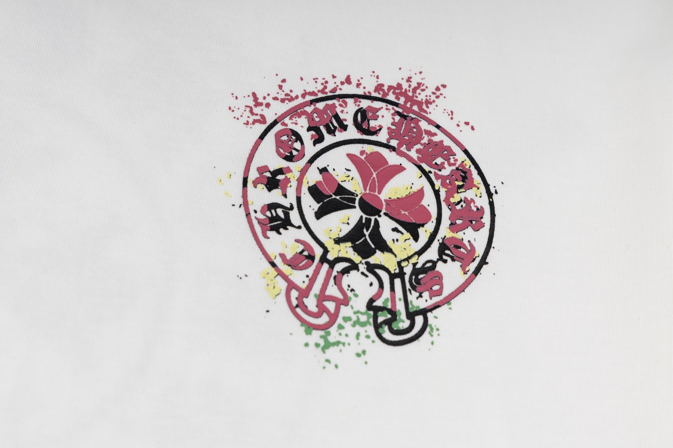 Chrome Hearts 2026 SS Multi-Color Splatter Cross T-Shirt - White Unisex Cotton Tee