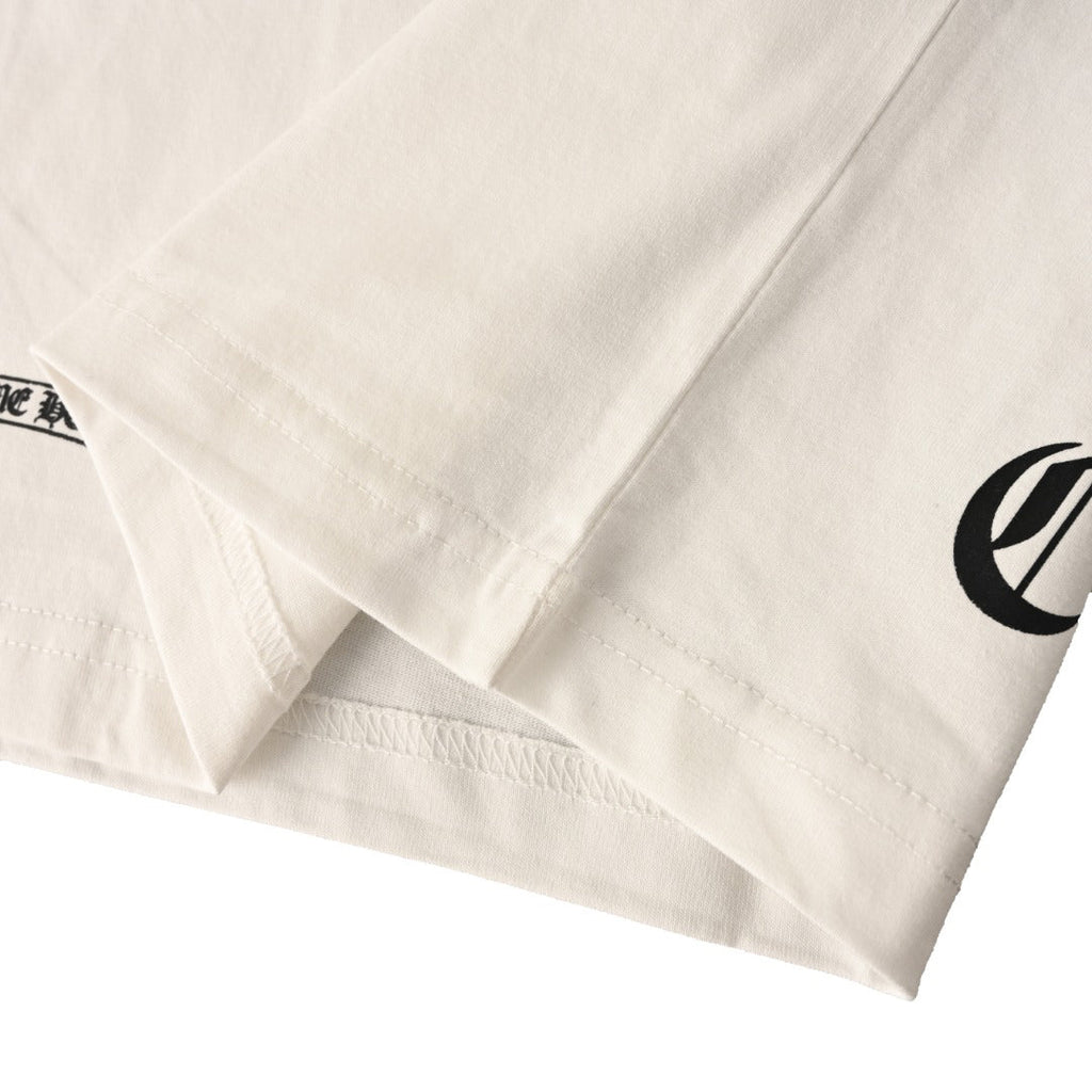 Chrome Hearts White T-Shirt with Horseshoe Logo and Gothic Lettering