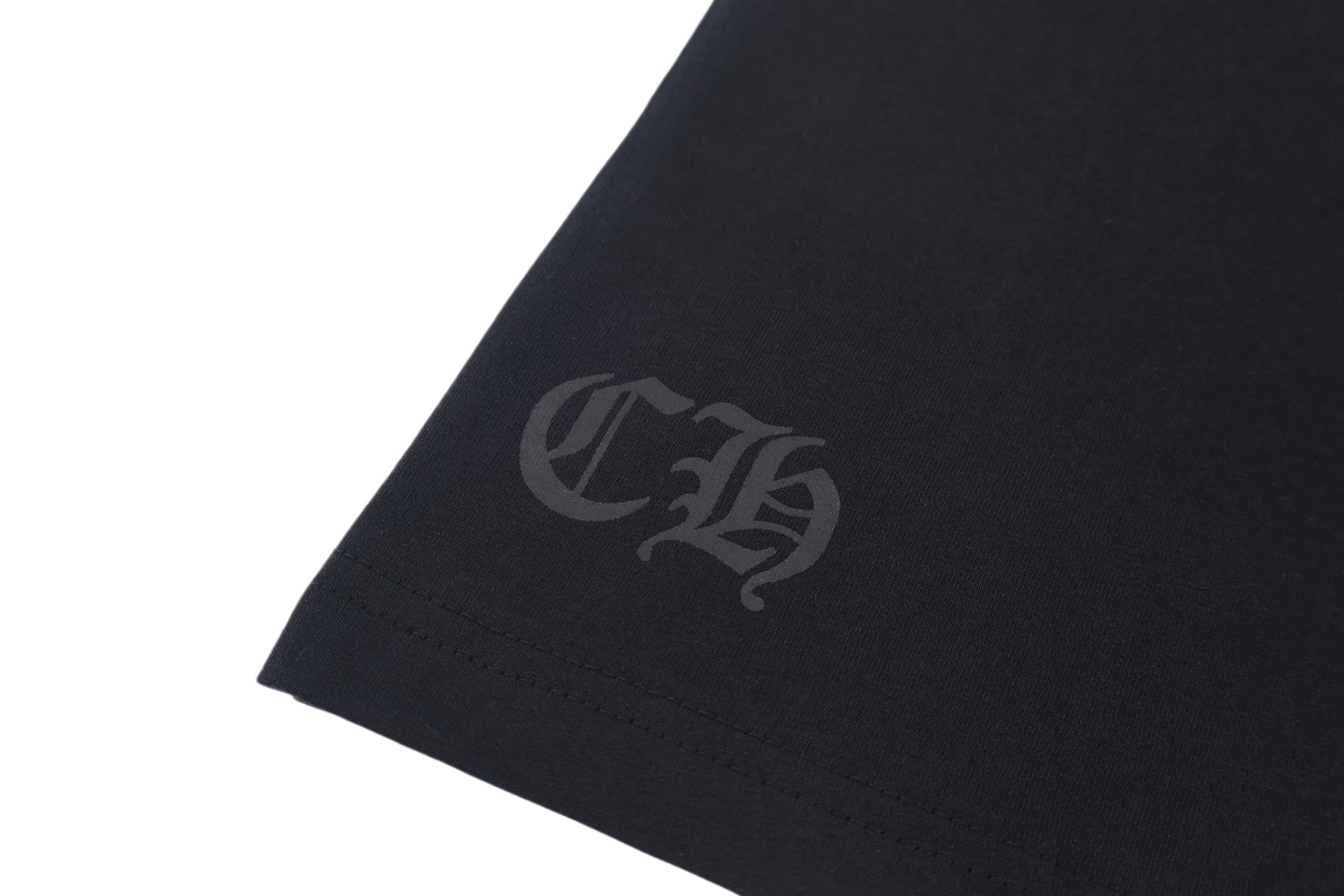 Chrome Hearts Style Black T-Shirt - Pink Gothic Back Print & Pocket Logo, Cotton Streetwear Tee