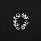 Chrome Hearts 2026 SS Horseshoe Logo Pocket T-Shirt - Black Unisex Cotton Tee with Gothic & Floral Details