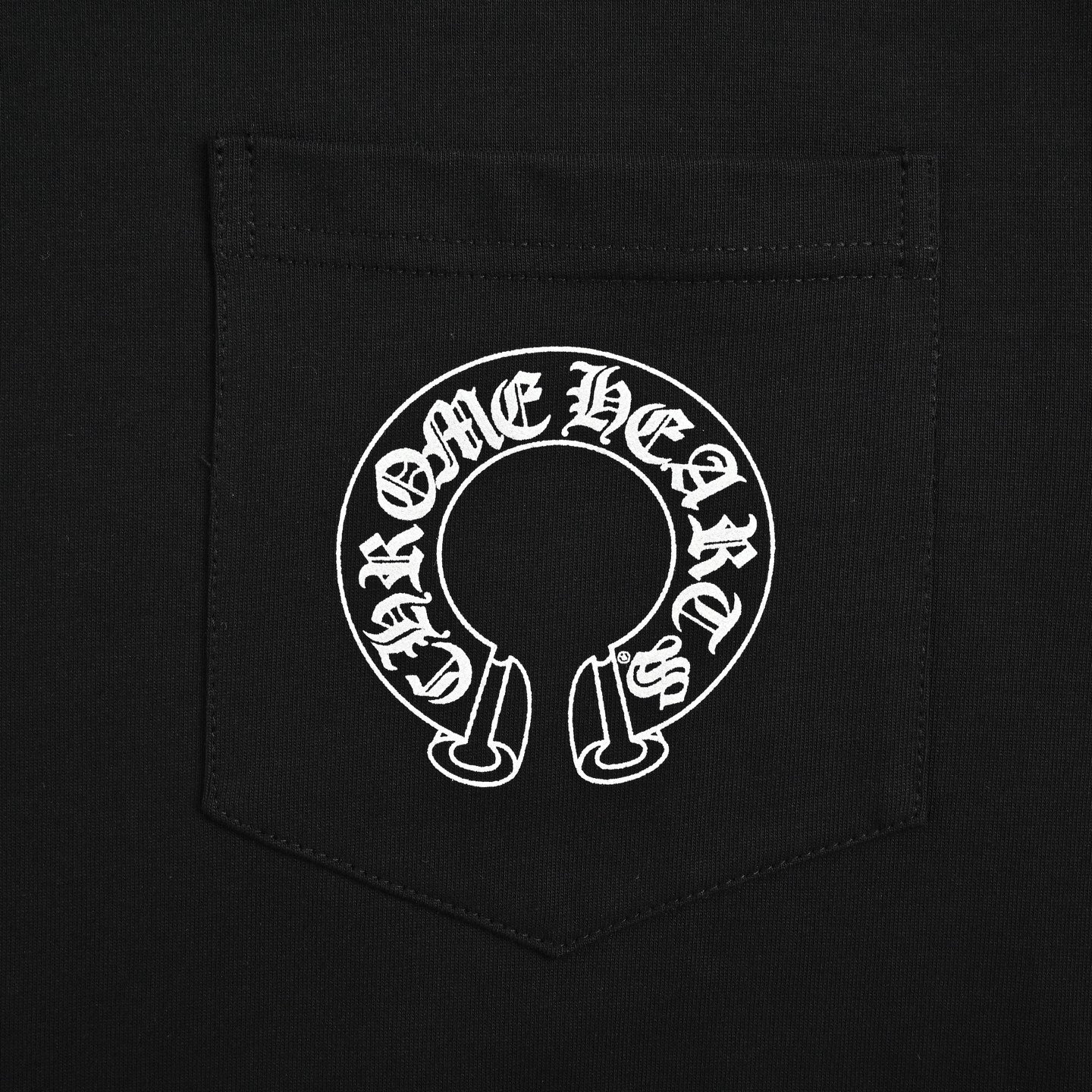 Chrome Hearts 2026 SS Horseshoe Logo Pocket T-Shirt - Black Unisex Cotton Tee with Gothic & Floral Details
