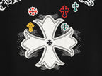 Chrome Hearts 2026 SS Multi-Color Cross Embroidered T-Shirt - Black Unisex Cotton Tee with Gothic Logo
