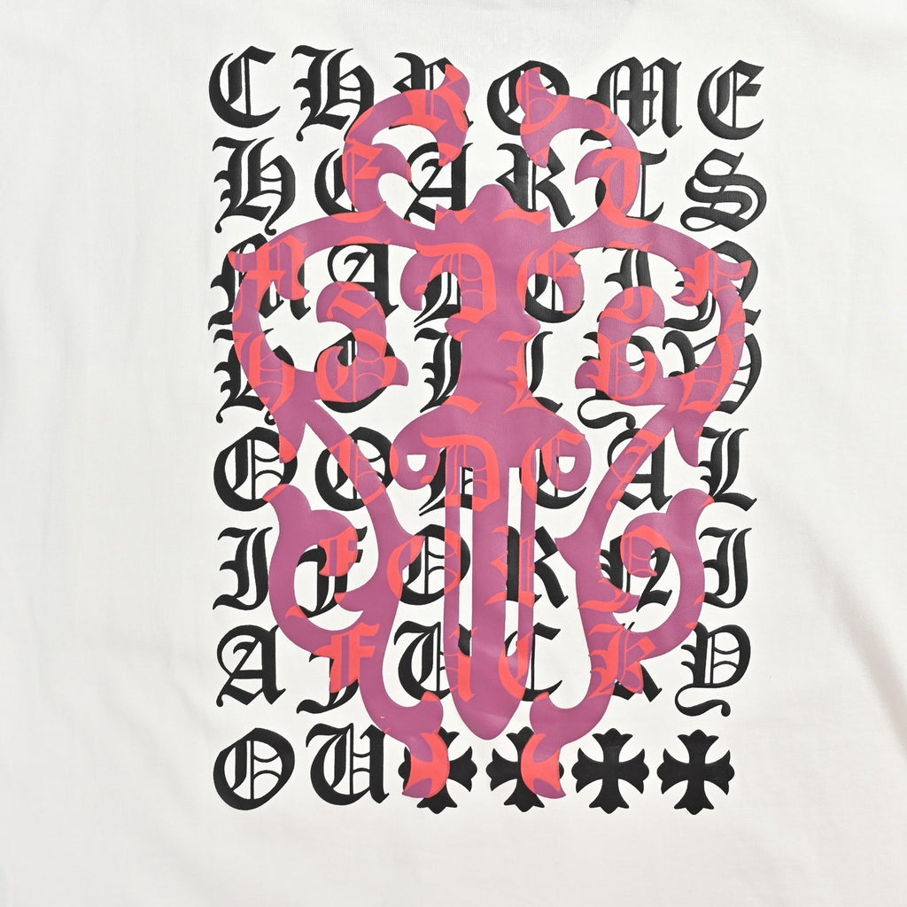 Chrome Hearts 2026 SS Gothic Monogram Pocket T-Shirt - White Unisex Cotton Tee with Dagger & Cross Motif