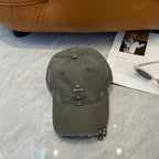Chrome Hearts Grey-Green Washed & Distressed Soft-Top Baseball Cap
