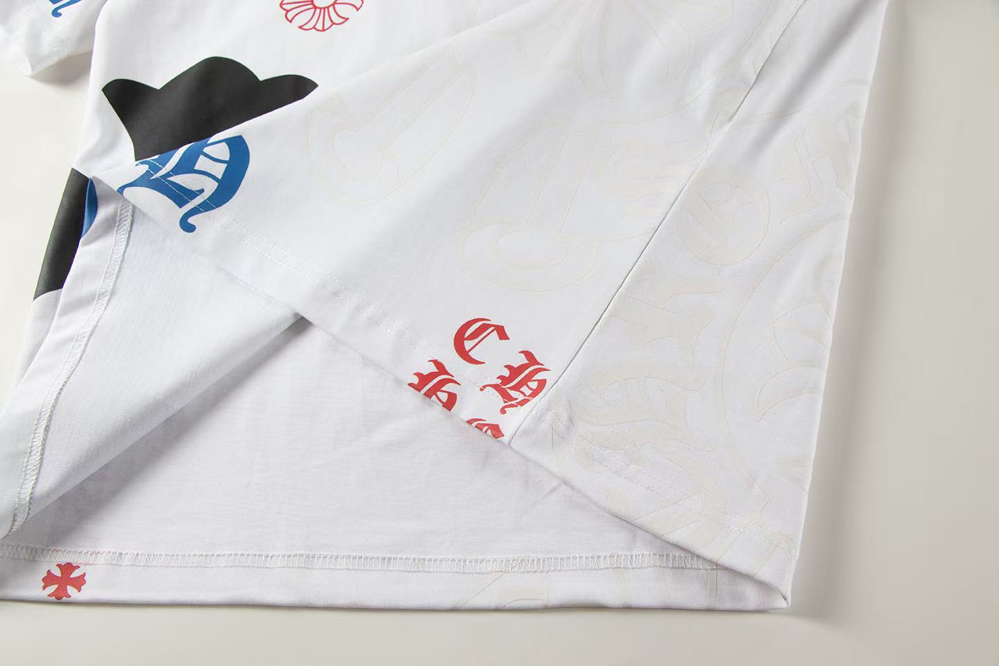 Chrome Hearts 2026 SS Multi-Graphic Logo T-Shirt - White Unisex Cotton Streetwear Tee with Cross & Floral Motifs