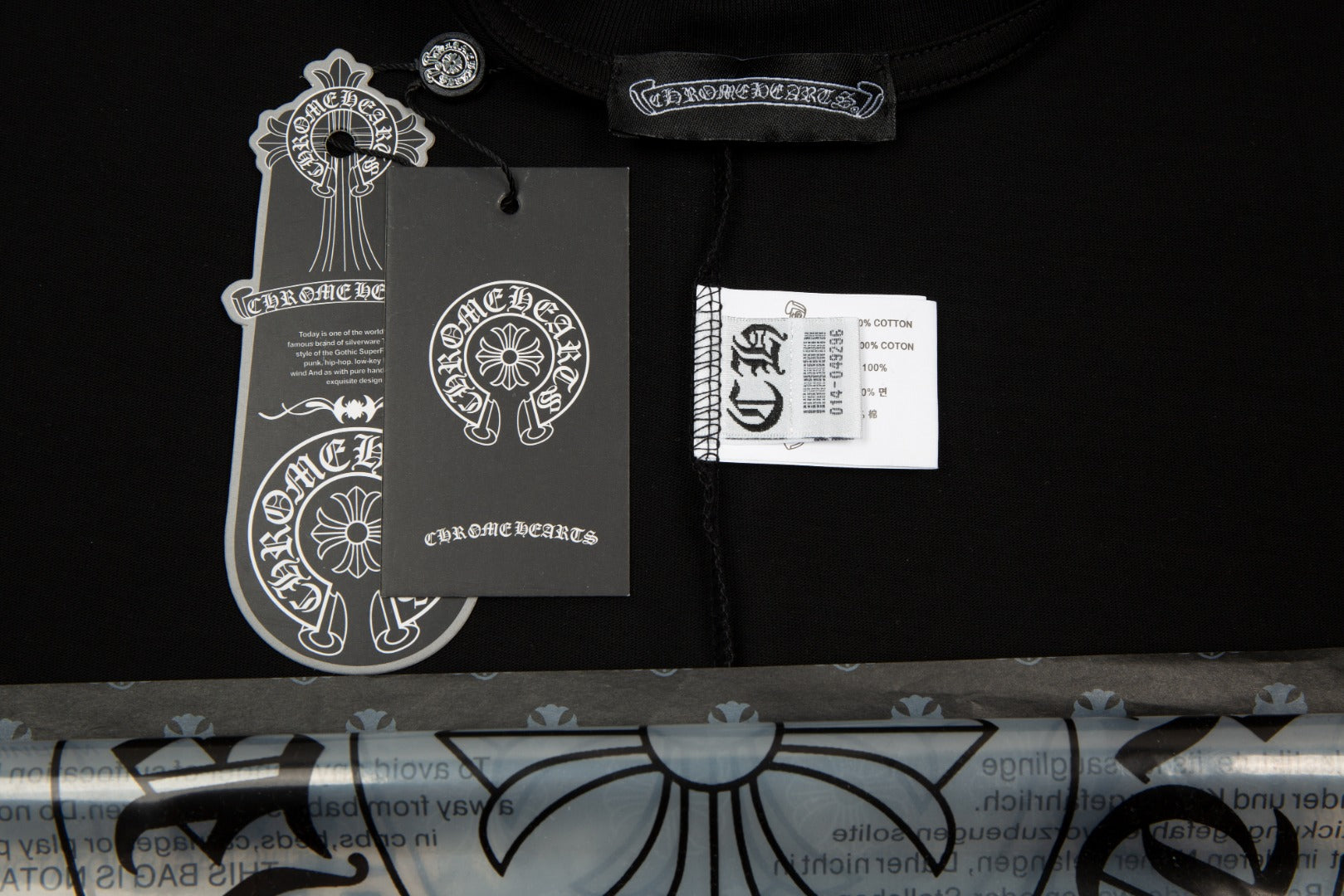 Chrome Hearts Triple Cross Hollywood T-Shirt - Black Classic Tee with White Logo