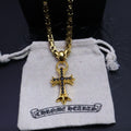 Chrome Hearts 22K Gold & Black Diamond Cross Necklace