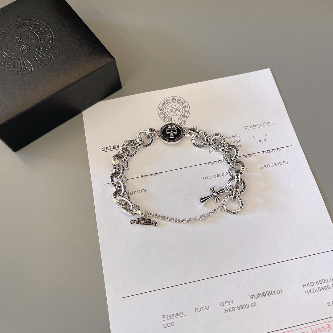 Chrome Hearts "Letter Ring + Cross Fleur" Themed Bracelet