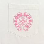 Chrome Hearts 2026 SS Hollywood Triple Cross Pocket T-Shirt - Black Unisex Cotton Tee with Orange Gothic Logo