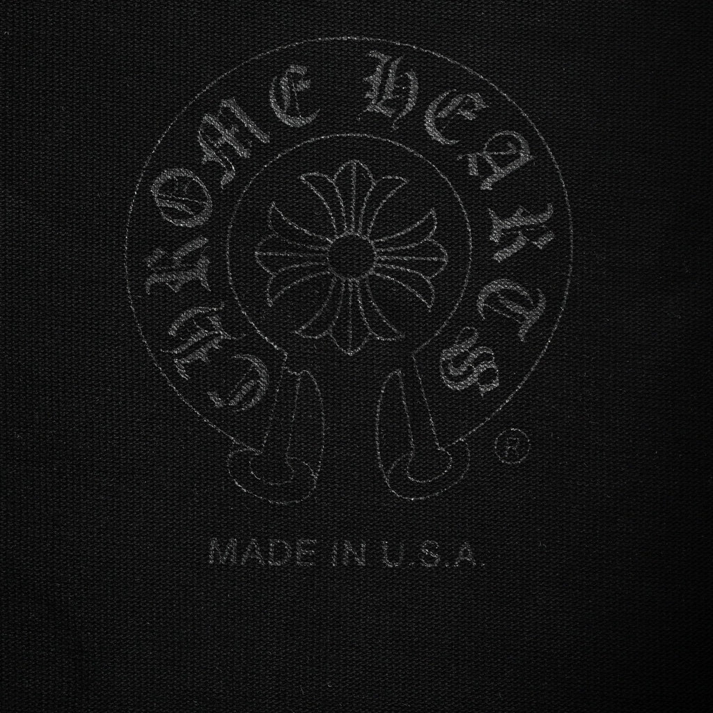 Chrome Hearts 2026 SS Gothic Dagger & Monogram Pocket T-Shirt - Black Unisex Cotton Tee with Pink Cross Motif