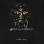 Chrome Hearts Style Black T-Shirt with Gold Cross Graphic and Bottom Logo - Premium Cotton Streetwear Tee
