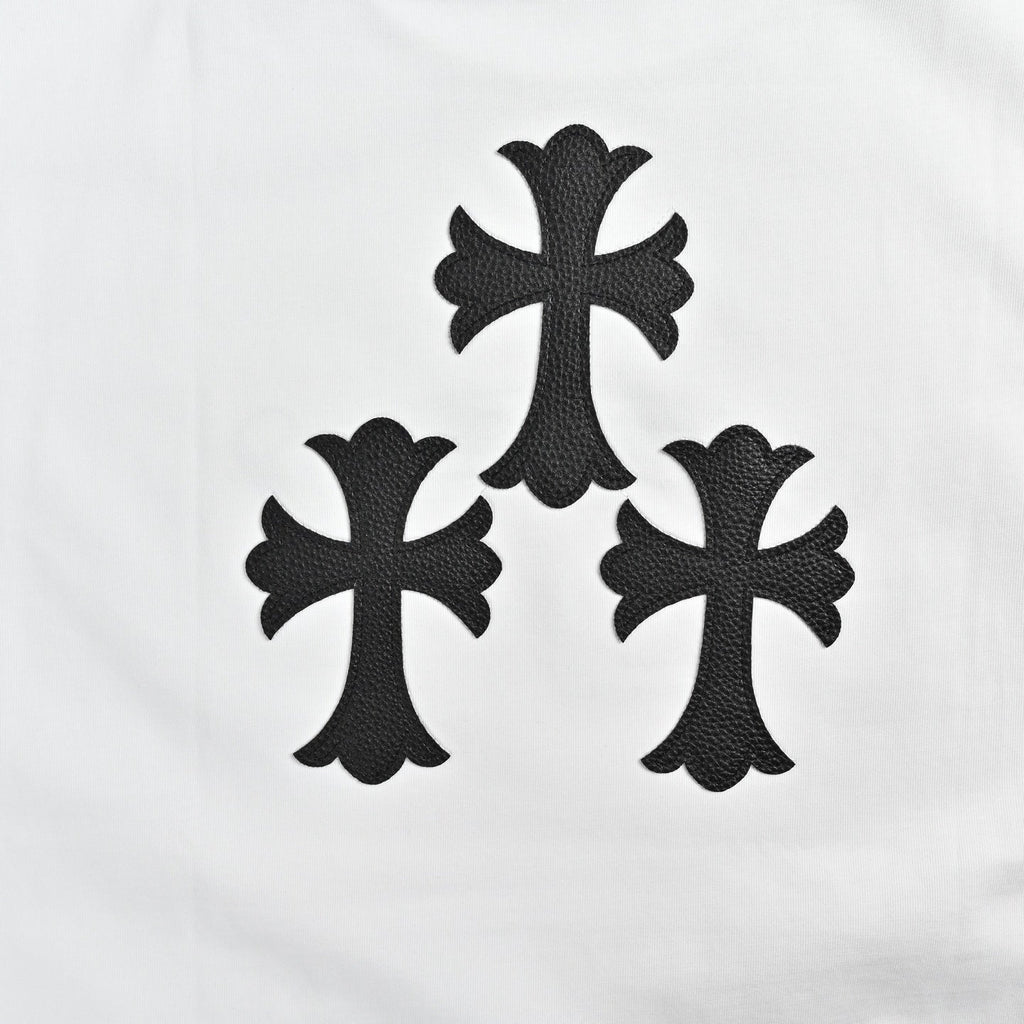 Chrome Hearts Gothic Font Scroll Print White Cotton T-Shirt | Streetwear Short Sleeve Tee