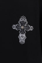 Chrome Hearts 2026 SS White Embroidered Cross T-Shirt - Black Unisex Cotton Tee with Gothic Logo