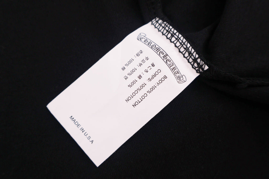 Chrome Hearts Style Black T-Shirt - Pink Gothic Back Print & Pocket Logo, Cotton Streetwear Tee