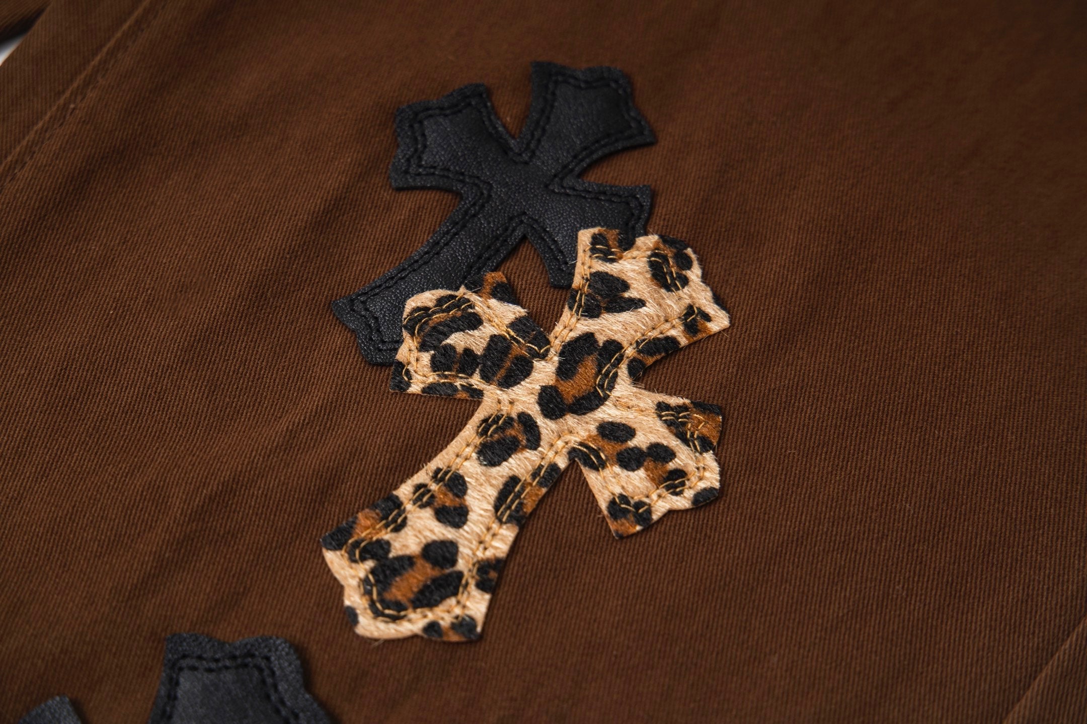 Chrome Hearts "Leopard Print Cross" Leather Appliqué