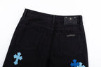 Chrome Hearts "Blue Cross Embroidery" Washed Denim Jeans