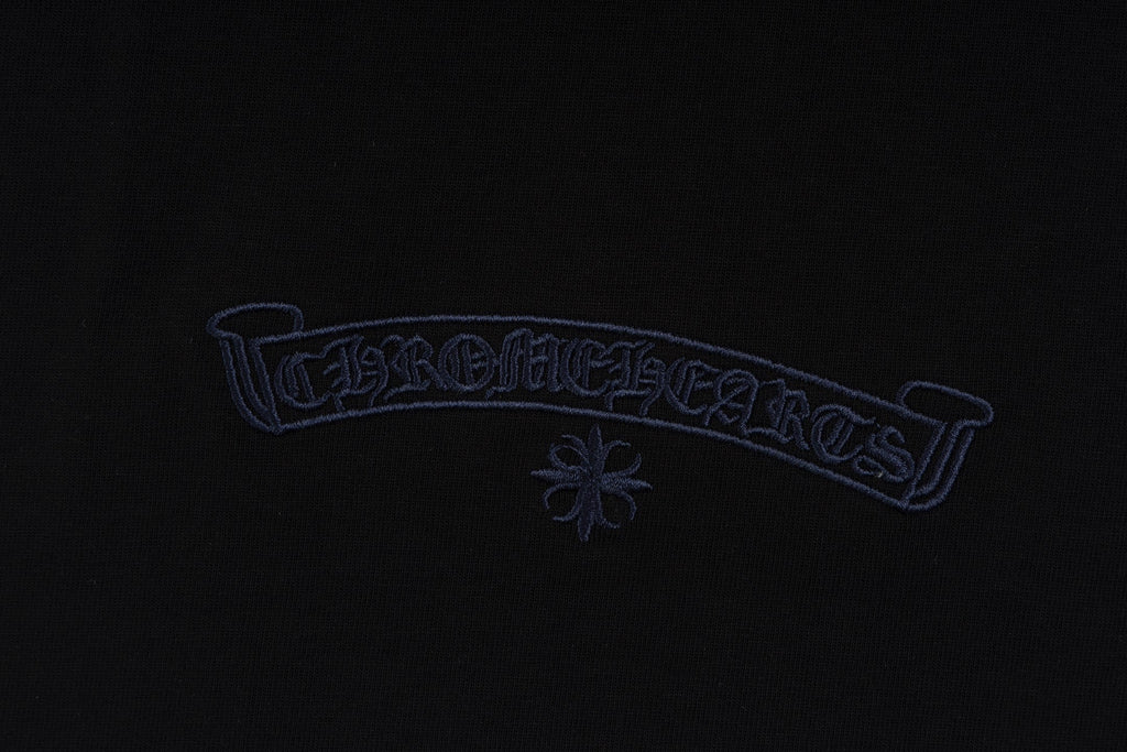 Chrome Hearts Black T-Shirt with Colorful Embroidered Horseshoe Cross Graphic