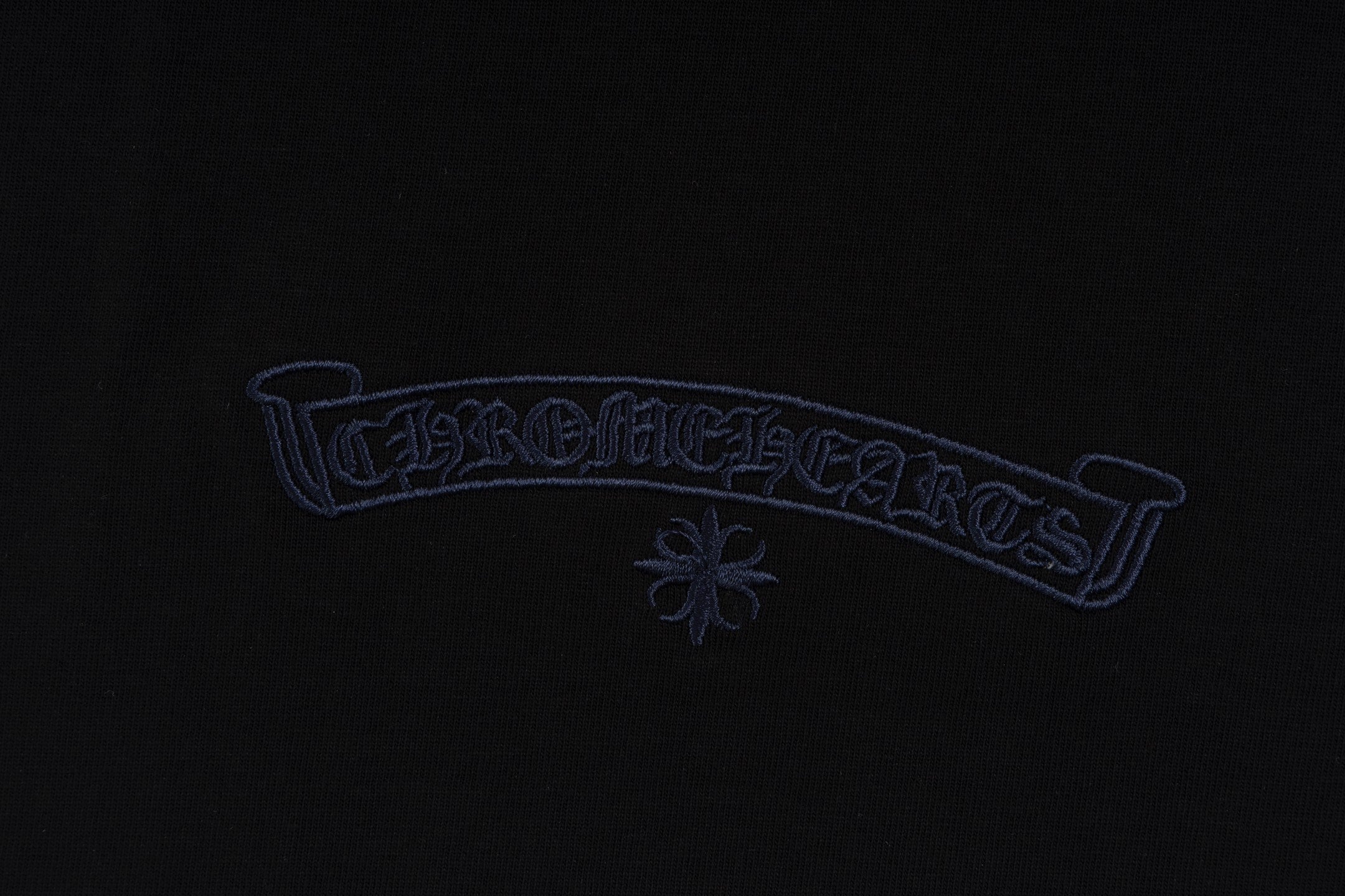 Chrome Hearts Black T-Shirt with Colorful Embroidered Horseshoe Cross Graphic