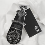 Chrome Hearts Style Gothic Cross Pocket T-Shirt – Back Print & Neck Embroidery, Premium Cotton Streetwear Tee