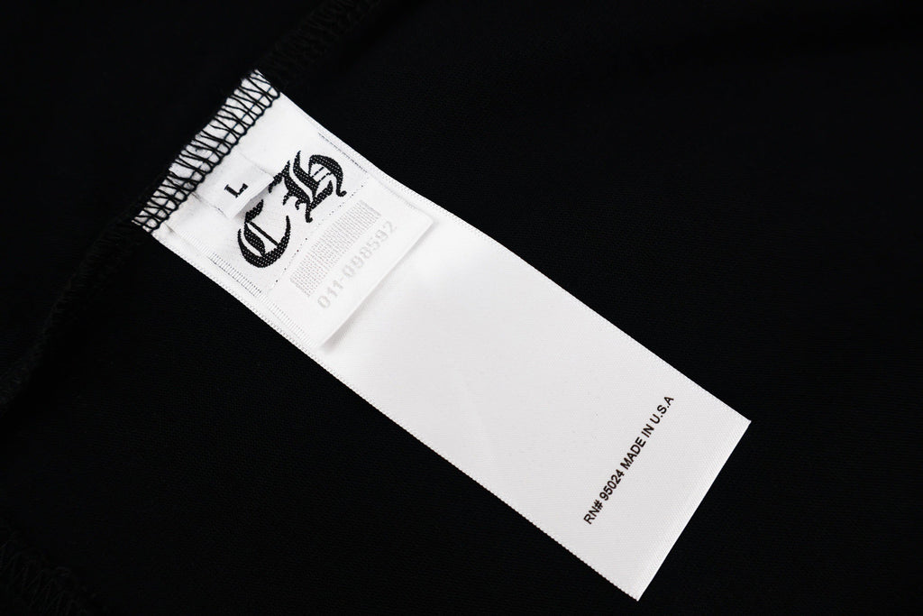 Chrome Hearts Hollywood Triple Cross Pocket T-Shirt - Black Tee with Orange Logo Print