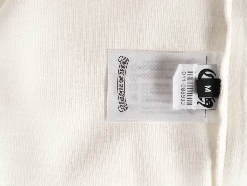 Chrome Hearts 2026 SS Multi-Color Cross Embroidered T-Shirt - Off-White Unisex Cotton Tee with Gothic Logo