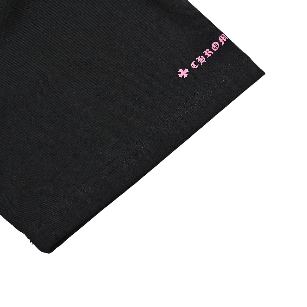 Chrome Hearts 2026 SS Pink Horseshoe & Cross Pocket T-Shirt - Black Unisex Cotton Tee with Gothic Logo