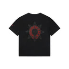 Chrome Hearts Style Red Embroidered Horseshoe Pocket T-Shirt - Black Cotton Streetwear Tee