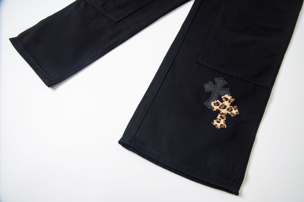 Chrome Hearts "Leopard-Print Cross Patch" Cargo Jeans