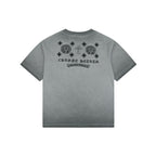 Chrome Hearts Style Vintage Wash Horseshoe T-Shirt - Grey Faded Streetwear Tee
