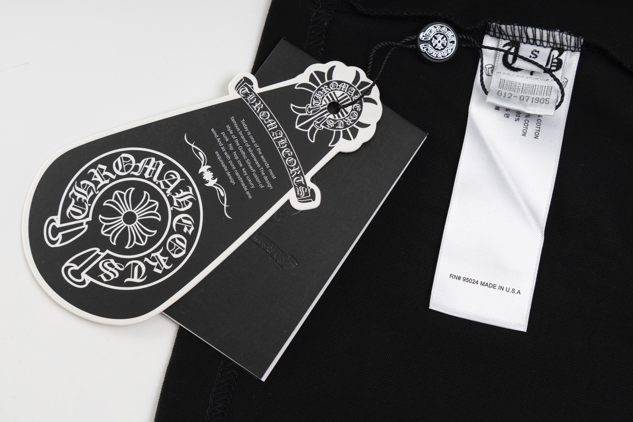 Chrome Hearts Black T-Shirt with Pink Embroidered Horseshoe Cross Graphic
