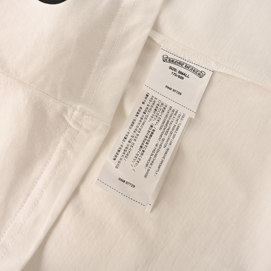 Chrome Hearts White T-Shirt with Horseshoe Logo and Gothic Lettering