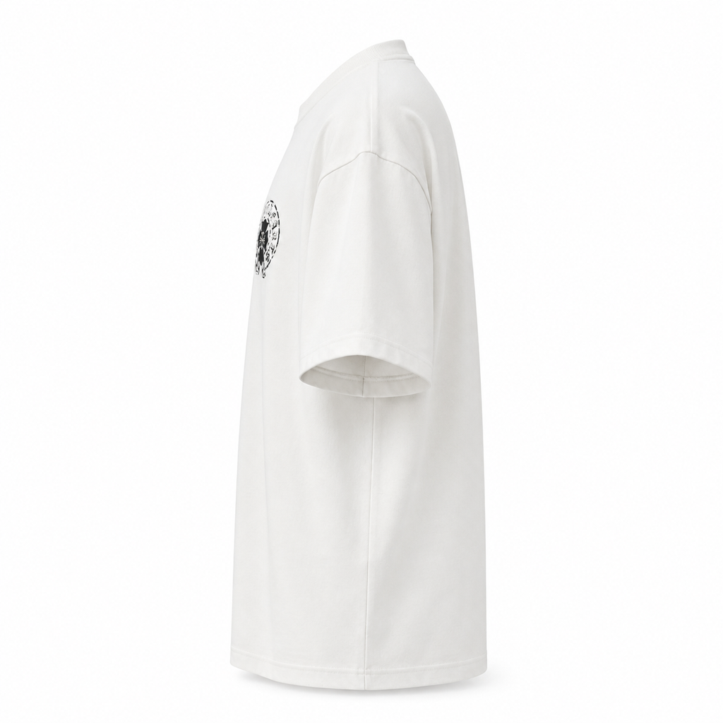 Chrome Hearts Style Gothic Cross Oversized T-Shirt - White/Black Print