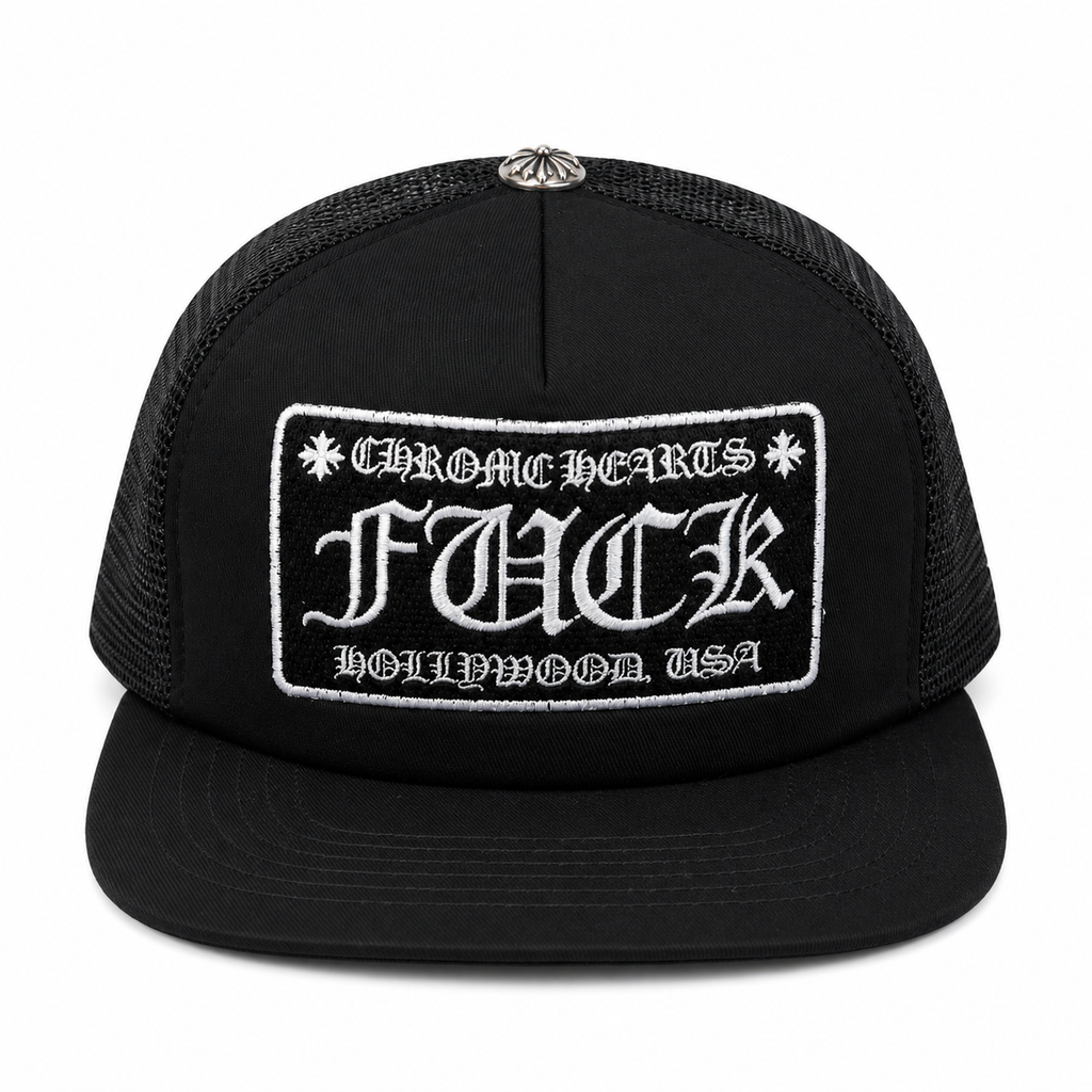 Chrome Hearts CH Hollywood Trucker Hat Black/White