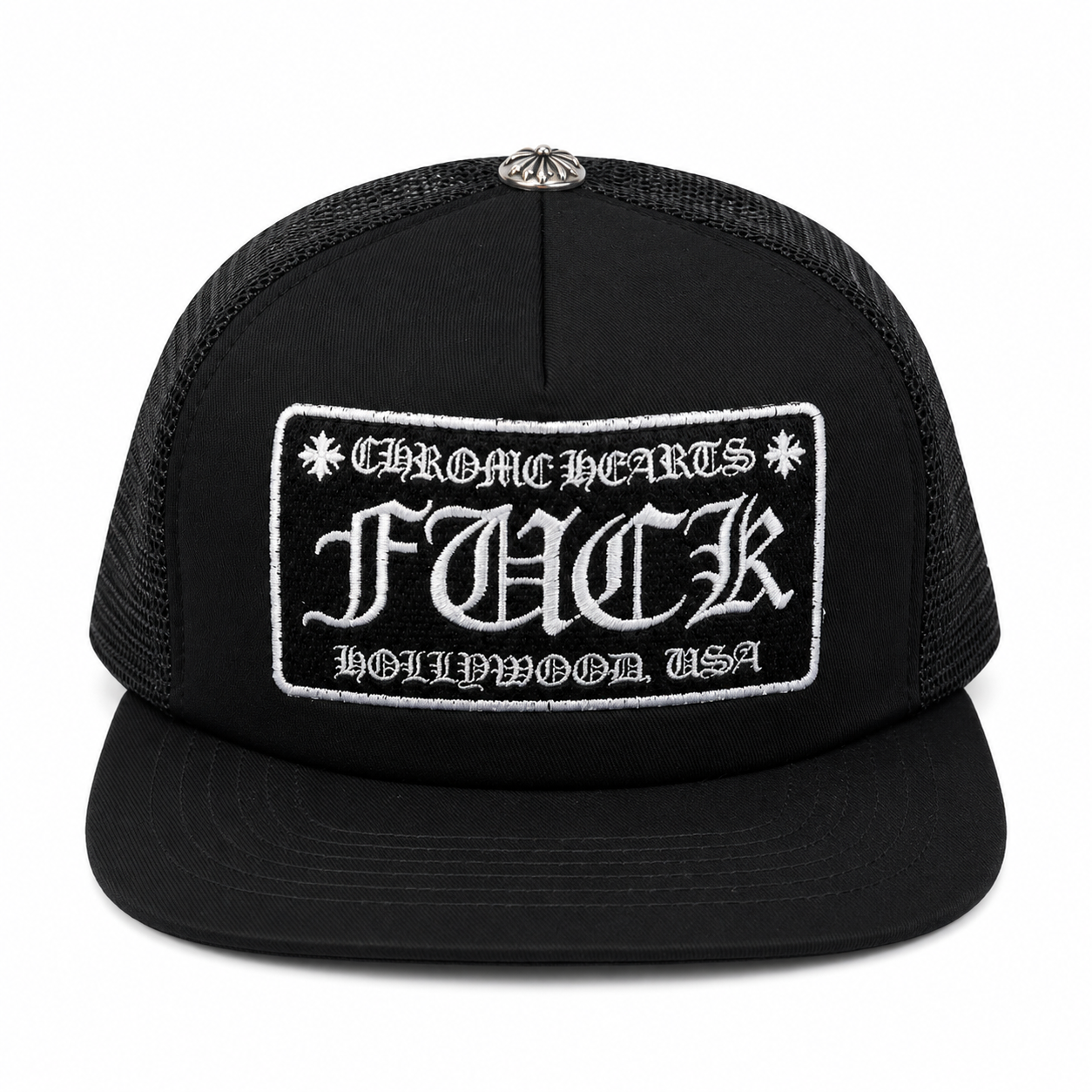 Chrome Hearts CH Hollywood Trucker Hat Black/White