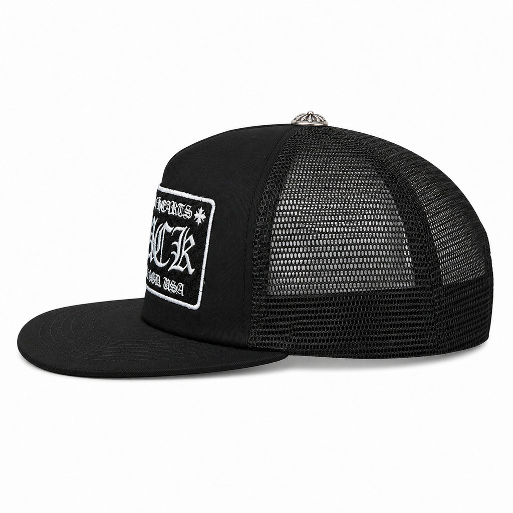 Chrome Hearts CH Hollywood Trucker Hat Black/White